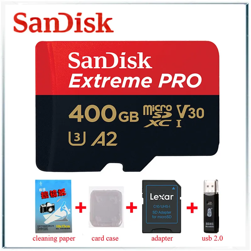 Sandisk Экстрим pro micro sd карта 256 ГБ tf карта памяти cartao de memoria tarjeta microsd 32 Гб tf карты gopro - Емкость: 400GB Free Gift A