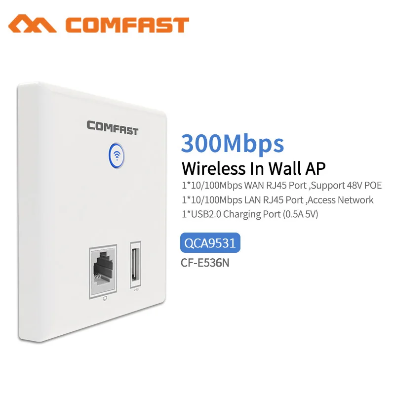 Comfast 300Mbps in Wall AP for hotel WiFi project support 48VPoE Access Controller System QCA9531 Wall Mount wifi Access Point