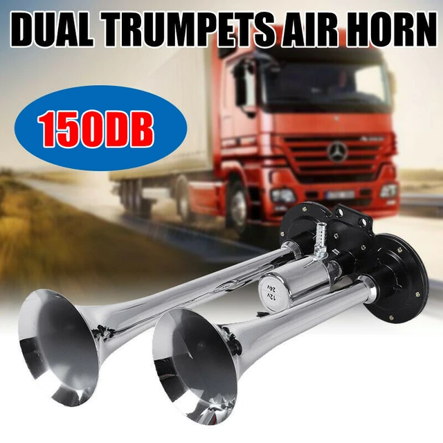 12V/24V 150DB Dual Trumpet Loud Air Horn for Car Truck RV Train Boat Lorry  Resounding Easy Install Rugged Multi-purpose - AliExpress