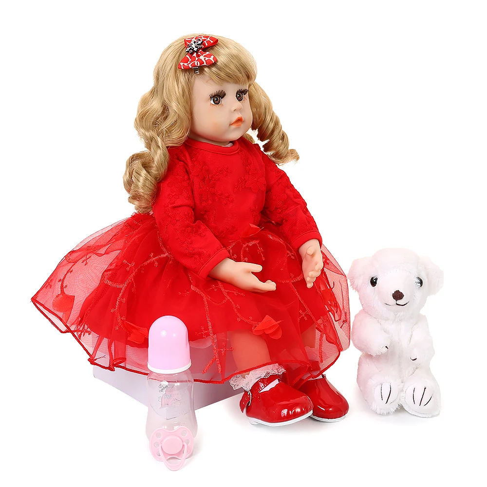 48 см Reborn Baby Doll девушка реалистичные силиконовые куклы детское красное платье новорожденная принцесса малыш игрушки для детей Bonecas подарок на день рождения