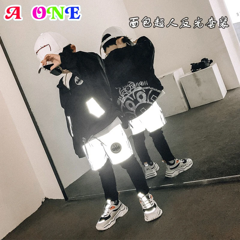 

boys set Spring Autumn fashion Luminous Reflective active active Windbreaker + pants 2 pcs set casual boy clothes 2~12 years