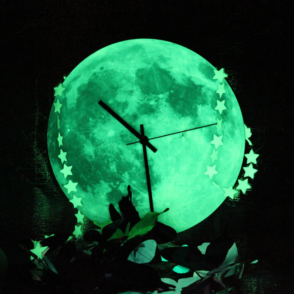 Funlife креативные Светящиеся Настенные часы, ночник, светильник, луна, земля, акриловые настенные часы, детская комната, настенные акриловые настенные часы
