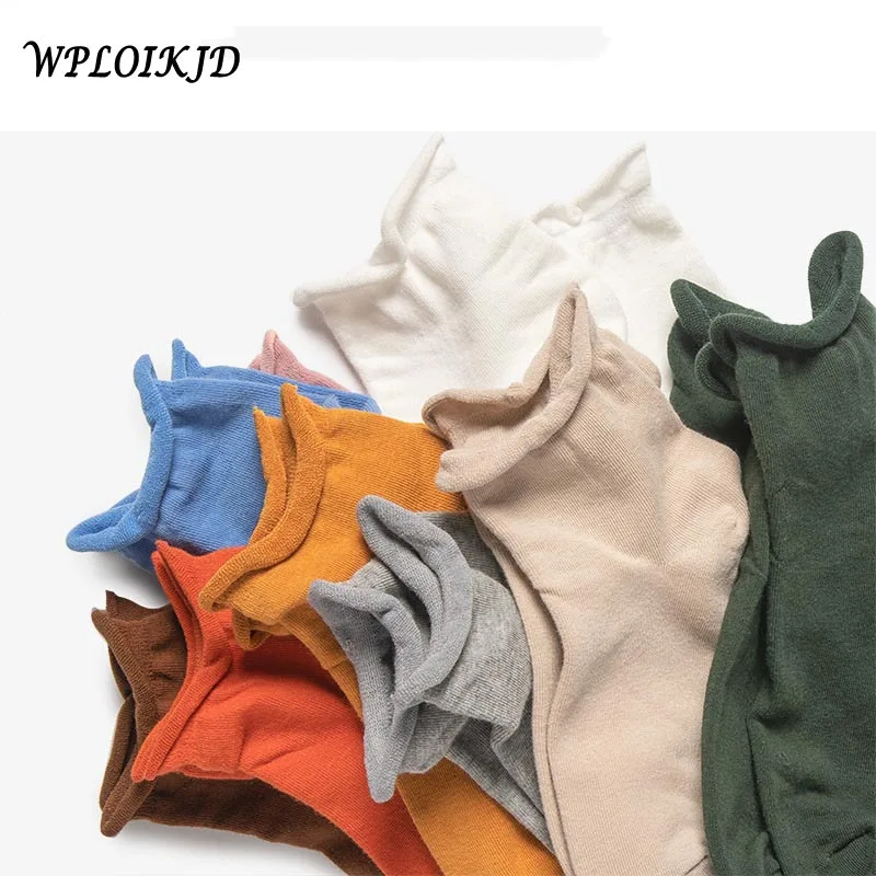 

Spring Autumn Style Thin Soft Elastic Pure Color Heap Heap Socks Funny Happy Cute Edge Women Socks Chaussette Femme Skarpetki