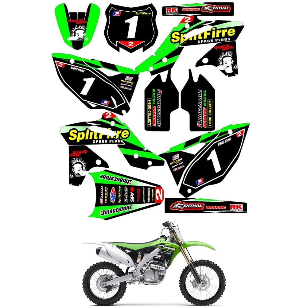 2000-2018 KX 65 KAWASAKI NUMBER PLATE BACKGROUND GRAPHICS MOTOCROSS DECALS