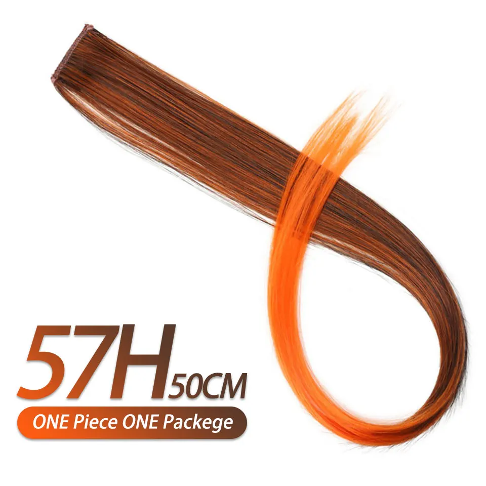 LM 22 ''цельные накладные волосы для наращивания 92 цвета с зажимом для наращивания волос термостойкие композитные заколки - Цвет: 57