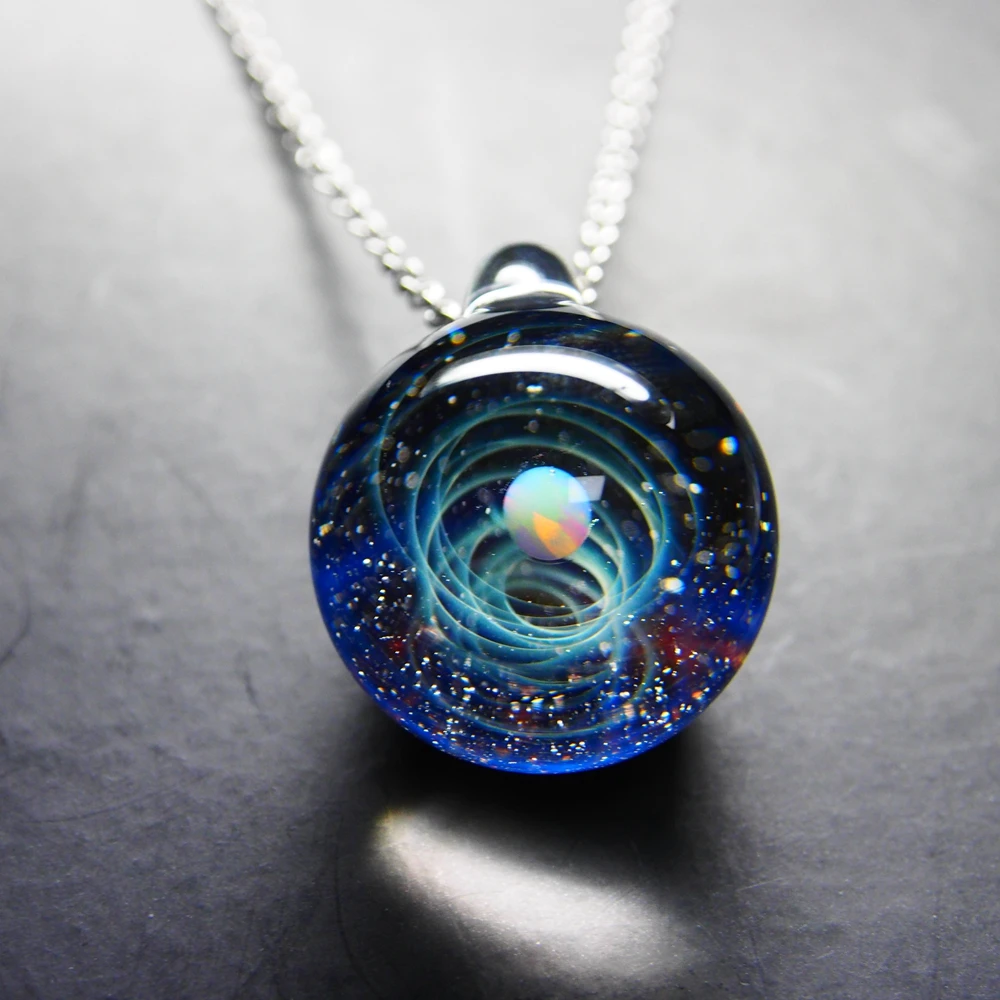 Небула космическая ручная работа галактика стеклянный кулон с necklace ем