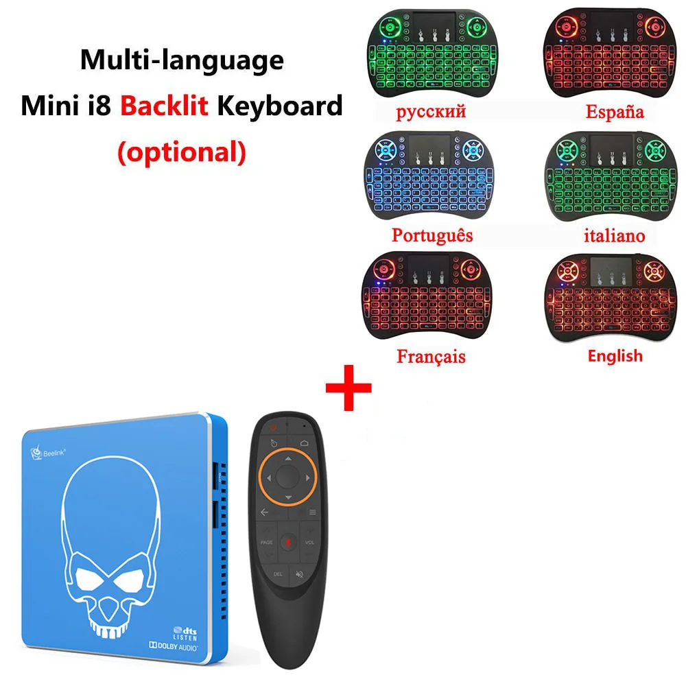 add i8 backlit Beelink GT-KING PRO Amlogic S922X-H Smart Android 9,0 tv Box 4 Гб DDR4 64 Гб rom Dolby Audio DTS Listen 4K HD Hi-Fi медиаплеер - Цвет: add i8 backlit