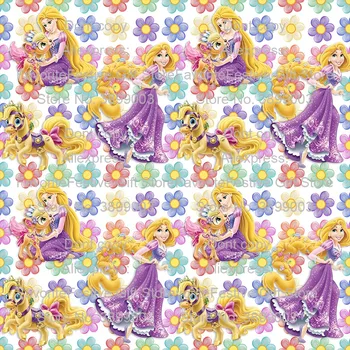 

Long Hair Rapunzel princess Tangled fabric Polyester Cotton Fabric Doll Girl Tissue Kids Bed Home Textile for Sewing