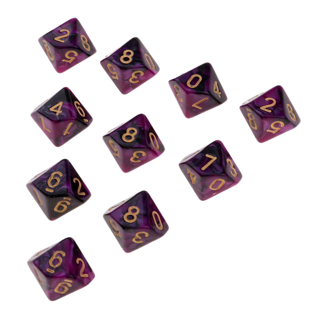 10Pcs Ancient Multi sided dice set of 10 D10 Dungeons D&D RPG Dice Set 10 Sided for Birthday Parties Board Game