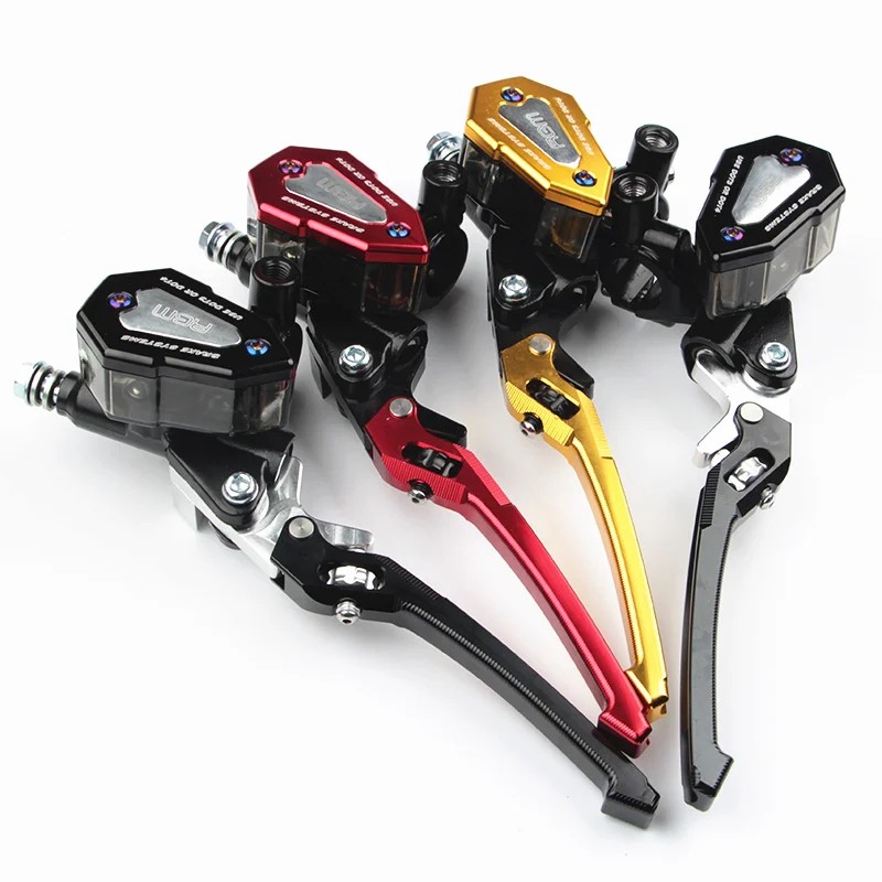 

22mm Mount Motorcycle Brake Master Cylinder 12.7mm 12rcs Aluminum and Visible Reservoir Brake Lever Adjustable Universal