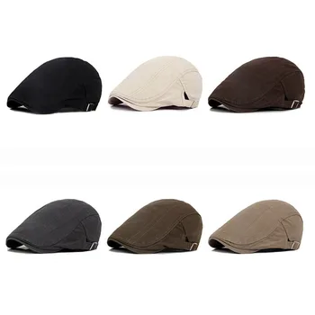 

Cotton Polyester Black Men's Beret Men's and Women's Retro British Sunshade Big Head Cap Four Seasons Newsboy Hat Men Peaked Cap