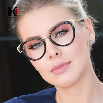 

SHAUNA Fashion Mixed Colors Cat Eye Eyeglasses Frame Women Retro Myopia Glasses for Female