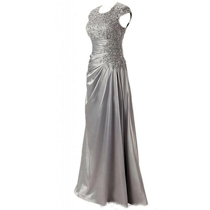 Cap Sleeves Jewel Neck Mother of the Bride Dresses Zipper Back Pleating Beads Satin Evening Gowns Custom Wedding Guest Dress