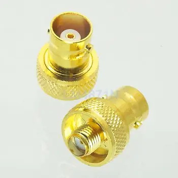 

DHL/EMS 50 pcs Adapter BNC female jack to SMA female RF connector straight gold plating -d2