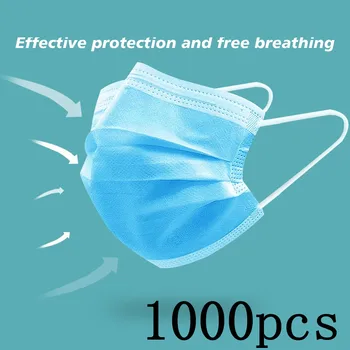 

1000pcs Disposable Mask Anti-dust Safe Breathable Mouth Mask Kids Adult Ear loop Face Filter Masks respirator Blue