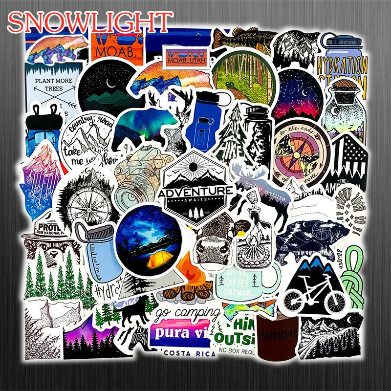 10/50 pcs/pack Outdoor Sports Mountain Campfire Adventure Travel Waterproof Stickers For Laptop Luggage Skateboard Motorcycle