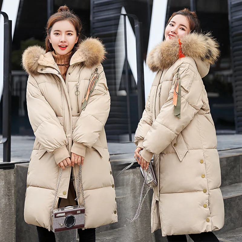 

Cotton Coat 2018 Winter Korean-style Mid-length Loose Thick down Jacket Large Fur Collar Fashion WOMEN'S Coat
