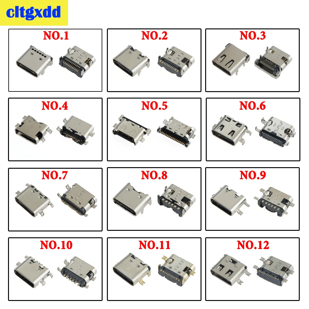 Conector Micro USB tipo C hembra para teléfono móvil y portátil, Conector de carga de USB-C, 3,1, 5 uds.