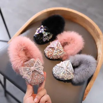 

Girls' Warm Shoes Toddler Infant Kids Student Baby Tassel Crystal Princess Shoes winter baby girls shoes girls' Keep Warm Shoes