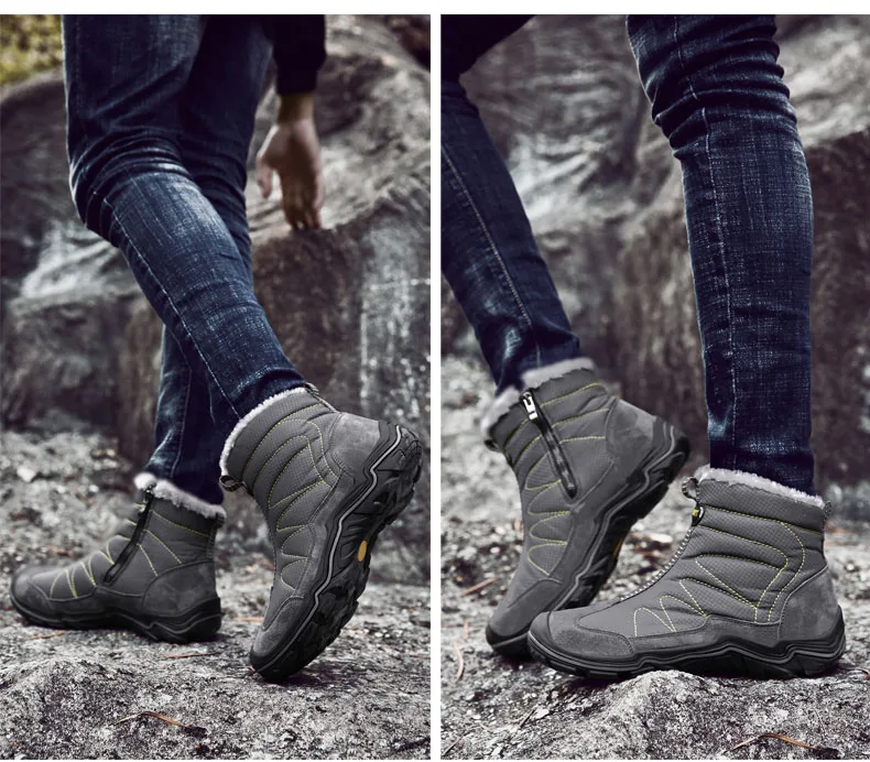 Мужская водонепроницаемая походная обувь, уличные Нескользящие износостойкие походные ботинки, зимние теплые треккинговые ботинки для альпинизма, мужские охотничьи ботинки большого размера