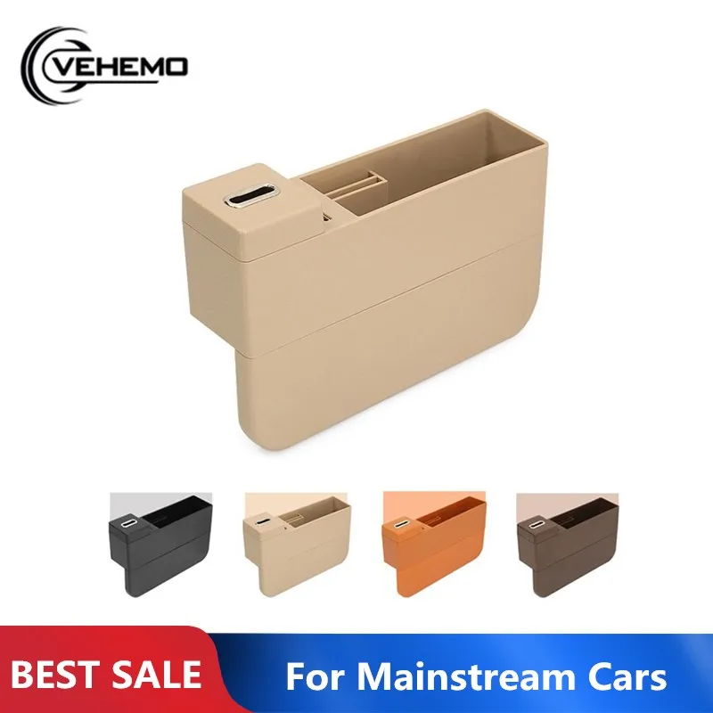 

Universal Storage Box Auto Seat Crevice Cup Holder Dual USB Rechargeable Interior Home Organization Basket Car Storage Box