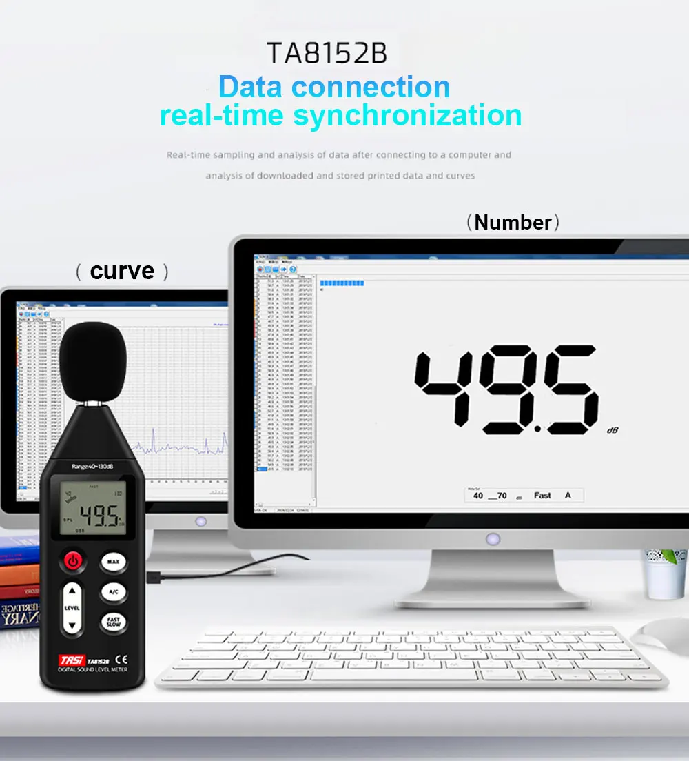TASI 30~130dB Noise Measuring db Meter Mini Audio Sound Level Meter Decibel Monitor