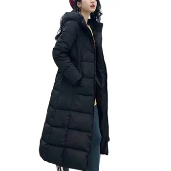 

Women Winter Solid Color Dual Zippers Hooded Long Cotton Parka Coat Warm Jacket Women Coats Female Long Casual Parka branded