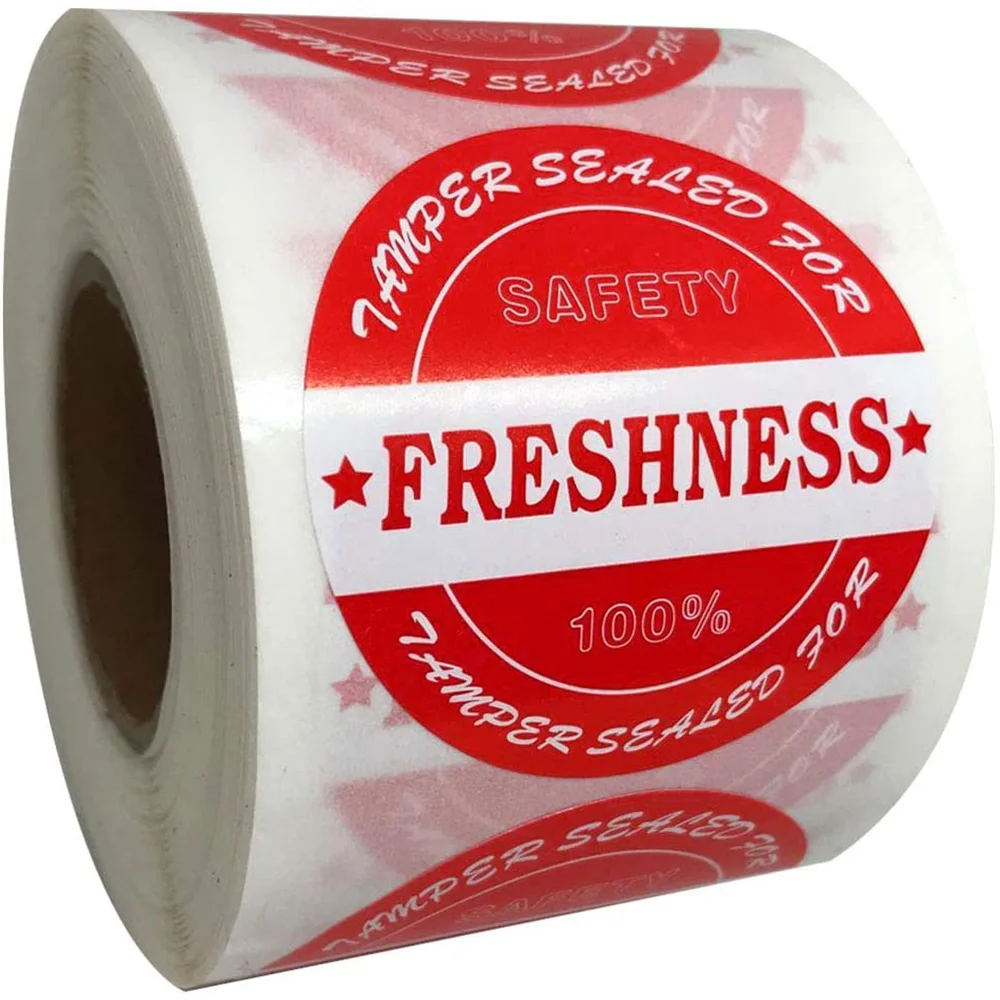 Food Delivery Tamper Evident Stickers Sealed for Freshness Labels 2 Inch Red Round Adhesive Stickers for Remained Unopened 500