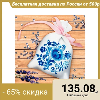 

Cross-stitch on a bag "Blue-white patterns"