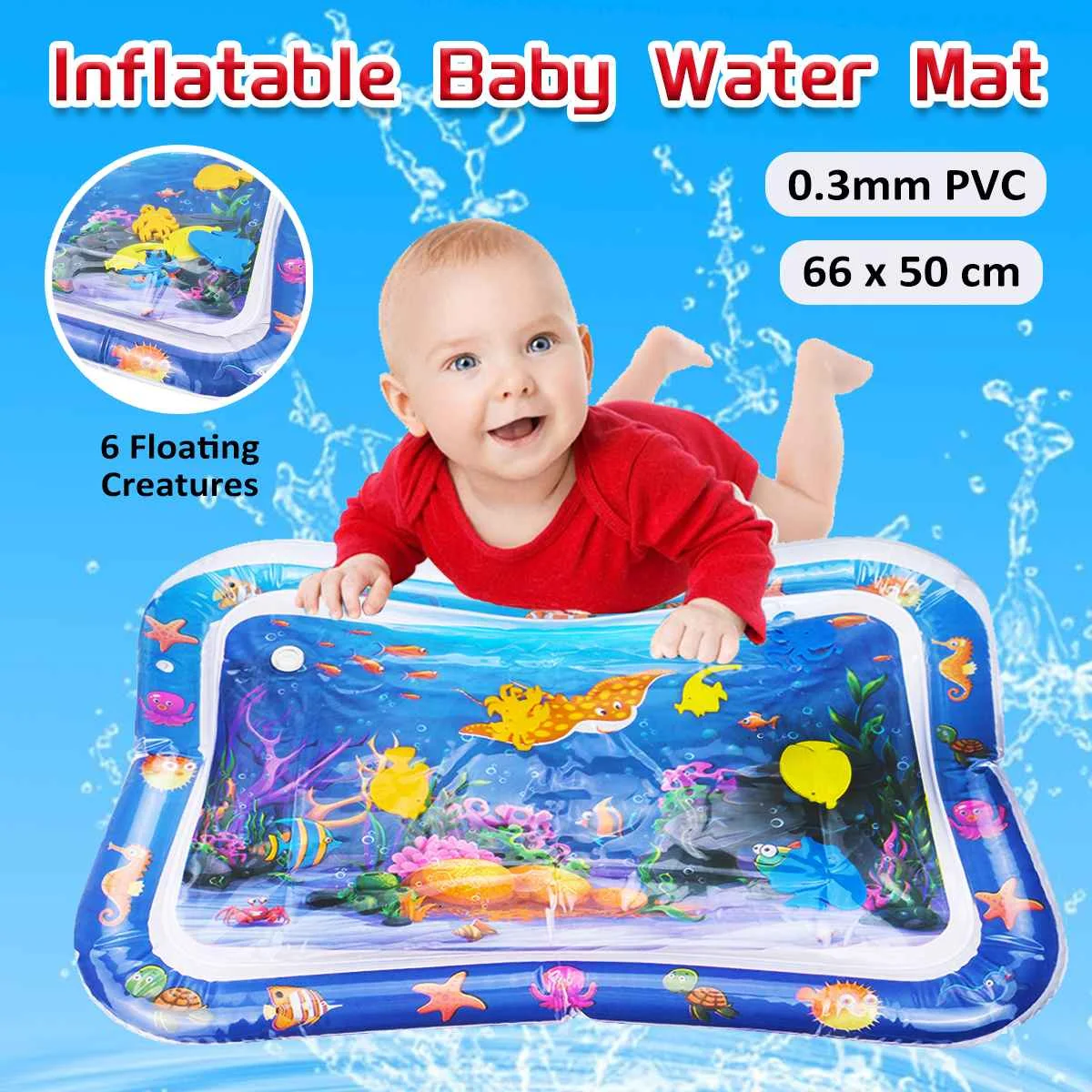 Infants Toddlers Fun Tummy Time Sea World Inflatable Baby Water Play Mat Pad AU 