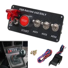 Painel de acessórios para carro 12v, painel de interruptor de ignição com led, botão de início, conjunto universal para 12v & carro de corrida
