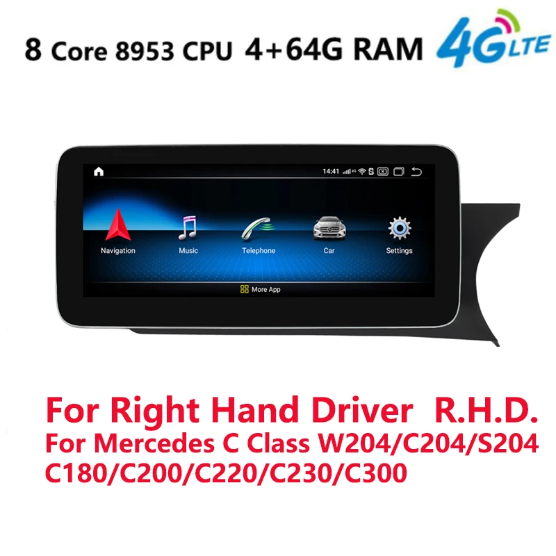 2011-2014NTG 4.5 4G LTE 4G+ 64G Android 9,0 автомобильный мультимедийный плеер радио gps Navi для Mercedes C Class W204 C180 C200 C220 C230 правый руль - Цвет: 2011-2014NTG 4.5