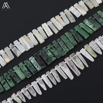 

Approx 38-45pcs/strand Natural White Moonlight Drilled Graduated Point Spacer Beads,Slice Epidote Stone Points Jewelry Making