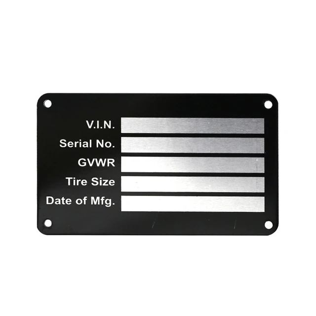 Heavy Duty Aluminum Trailer ID Tag Vin Plate Serial GVWR Medical Blank Powder Coated Finish RV