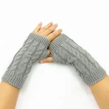 

Women Winter Wrist Arm Warmer Short Solid Color Fingerless Gloves Knitted Fingerless Gloves Mitten Gift нарукавники