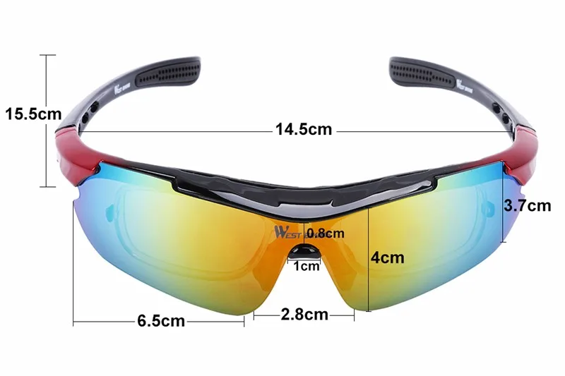 WEST BIKING Cycling Glasses Polarized Bike Bicycle Sunglasses 5 Lens Windproof Anti-fog With Mypia Frame Sport MTB Bike Glasses