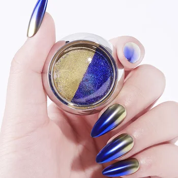 

Nail Glitter Laser Powder Two-color Gradient Mirror Effect Nail Art Sequin Powder Hologram DIY Nails Decoration Titanium Powder