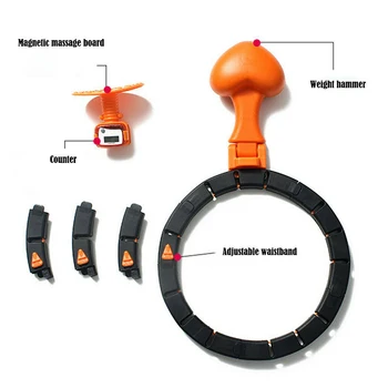

Auto-Spin Hoop Smart Counting Loop with Adjustable Waistband Foldable Weight Hammer for Exercise L9