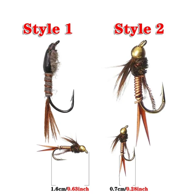 1/6/24Pcs 10# Fishing Lure Fast Sinking Wire Tungsten Bead Head Nymph Flies  Trout Fly