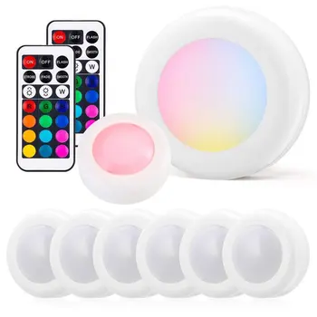 

1/3/6/8 led Infrared colorful remote control cabinet light wireless light dimming color night light portable convenient