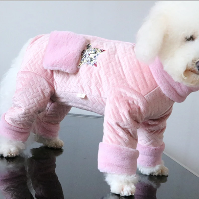 Одежда для домашних любимцев собак Зимний теплый комбинезон мягкий плотный двухслойный Бархатный жакет Пижама для собак для маленьких жакеты для собак Чихуахуа Пудель