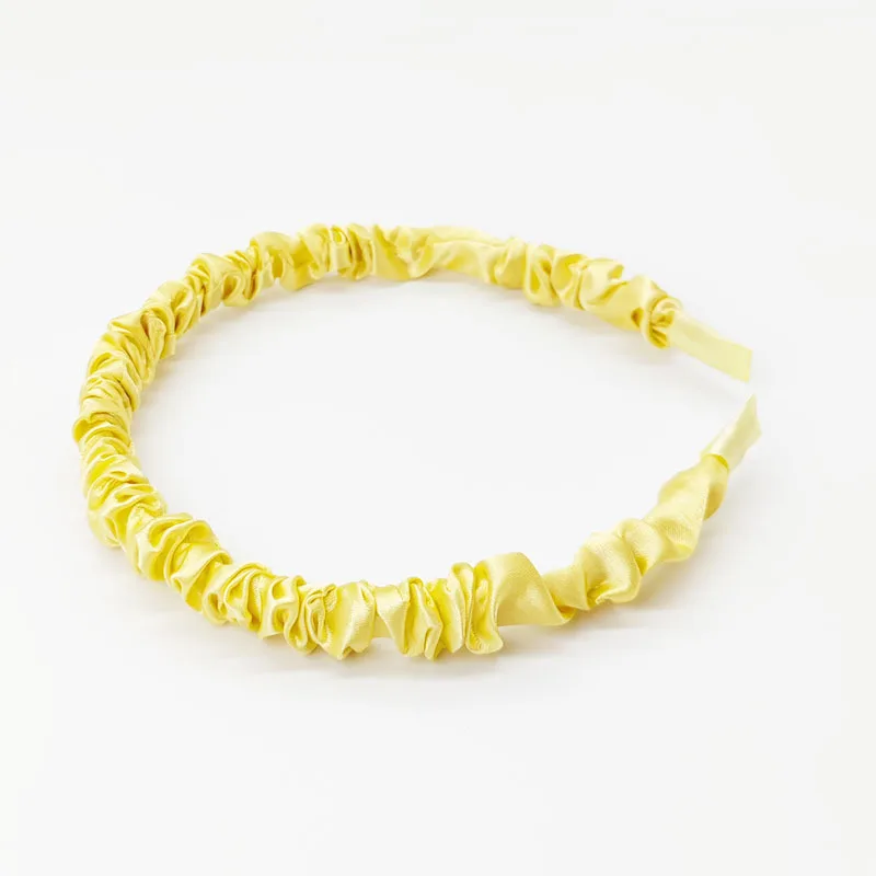 1,4 cm Satin Plissee Stirnbänder Mädchen Dünne DIY Haarband Einfarbig Kunststoff Haar Hoop für Frauen Vintage rutschfeste Haar Zubehör – Detail 10