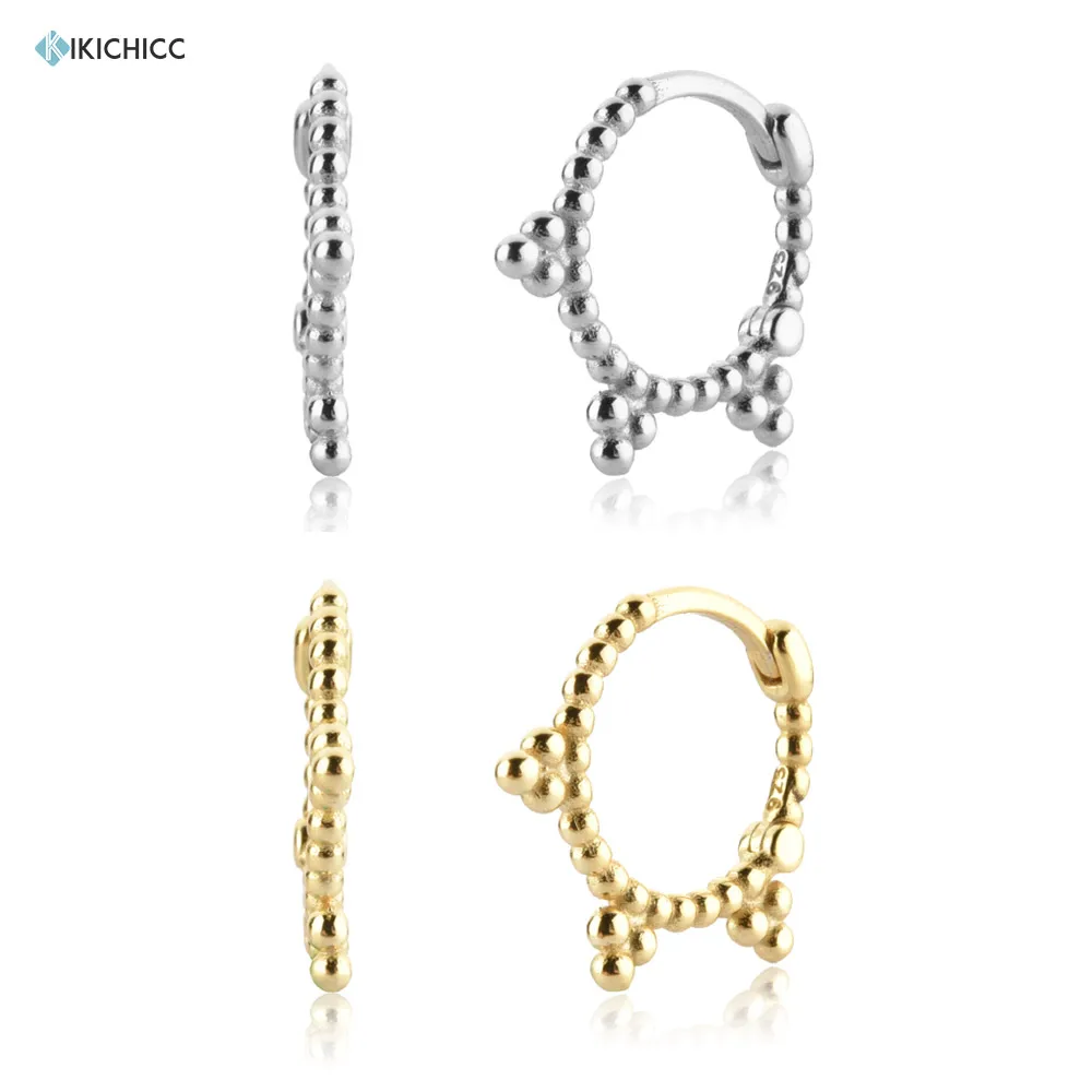 

KIKICHICC бриллиантовые серебряные кольца с тремя бусинами для пирсинга Huggies Роскошные ювелирные зажимы изысканные ювелирные изделия подарок свадьба рок