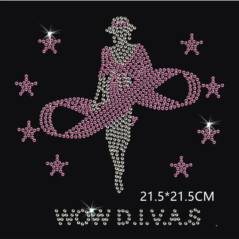 

Dancer girl iron on applique patches hot fix rhinestone transfer motifs designs iron on transfer fixing rhinestones for shirt