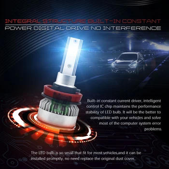 

LD2086 LED Headlight Easy Installation 2PCS H11 110W 20000LM Globes Beam