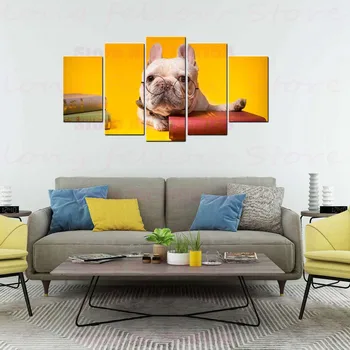 

5 Pieces Cute Dog Pig Bird Animals Pictures for Dining Room Bedroom Home Decorations Wall Art Canvas Poster Print Drop Shipping