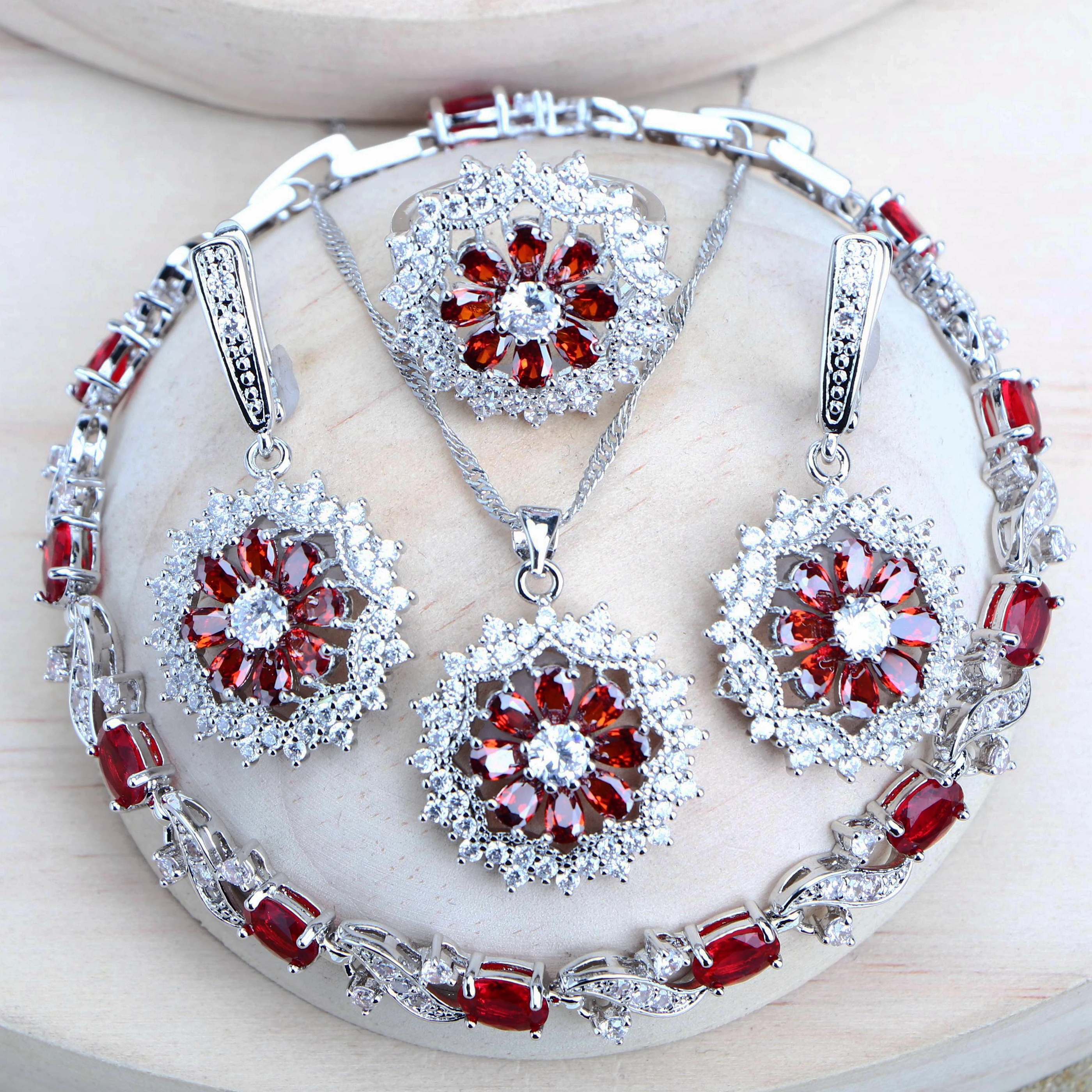 Tanio Srebro 925 zestawy biżuterii ślubnej cyrkonia sztuczna biżuteria obrączki sklep