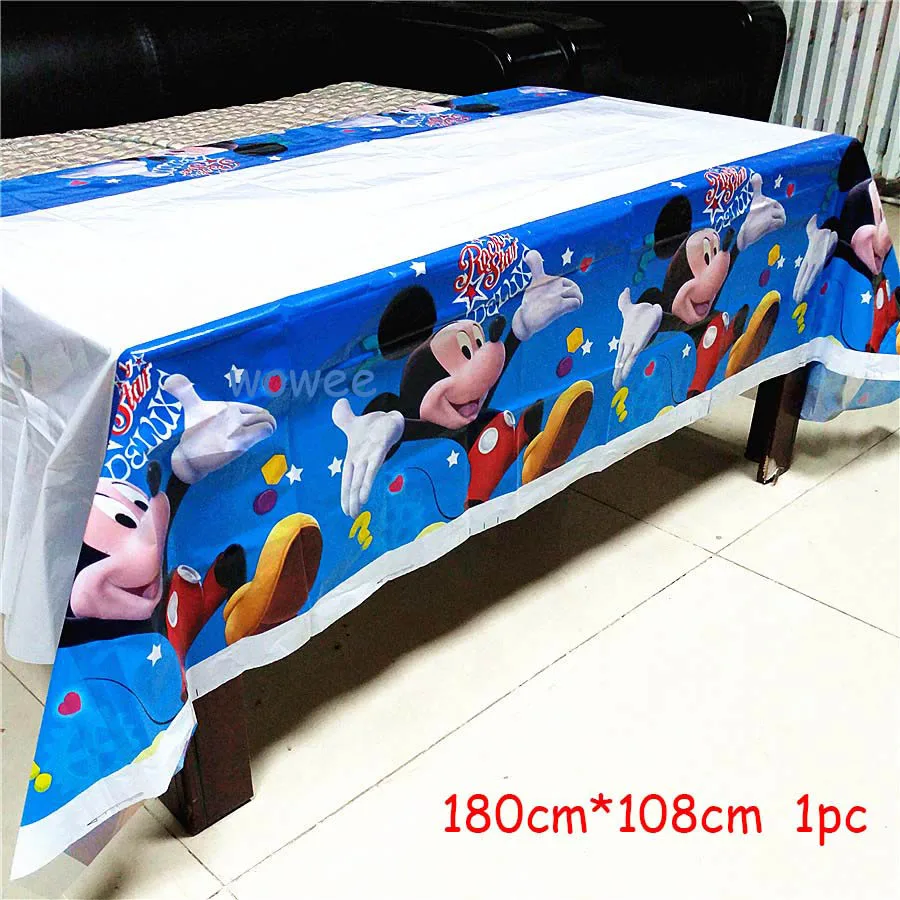 1pc Tablecloth 108 см* 180 см Микки Мышь вечерние скатерть Скатерти пользу, одежда на день рождения, фестиваль подкладкой детская верхняя одежда для мальчиков, вечерние поставки покрытие стола - Цвет: 1pc Tablecloth