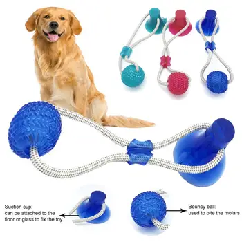 

Pet Cats Dogs Interactive Suction Cup Push TPR Ball Toys Elastic Ropes Pet Teeth Clean Chewing Play IQ Treat Puppy Rubber Toys