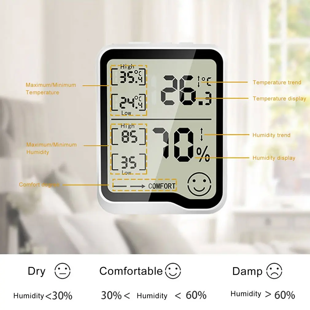 Large Screen Digital LCD Display Indoor Thermometer Household Weather Station Home Baby Room Temperature Memory Meter